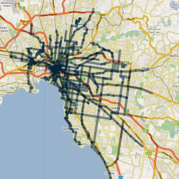 Melbourne 15 min or better services, weekday off-peak