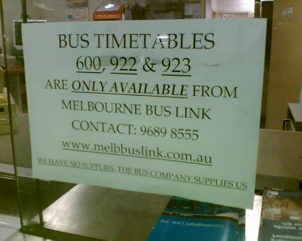 Timetables? Go see the bus company