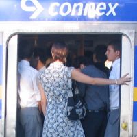 Crowded train door