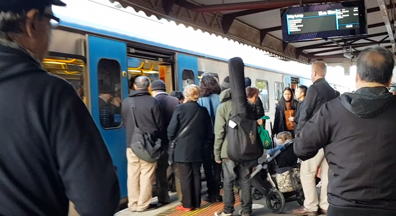 Crowded train, Sunday morning