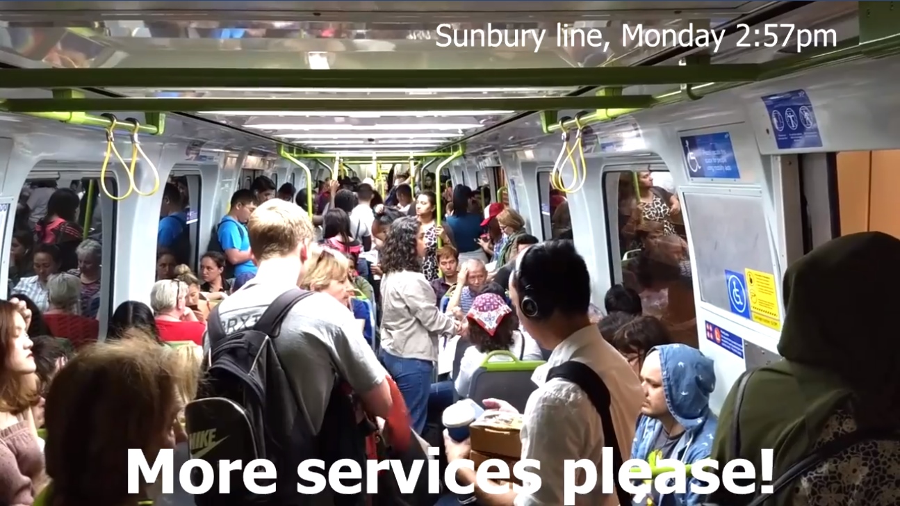 Midday trains crowded