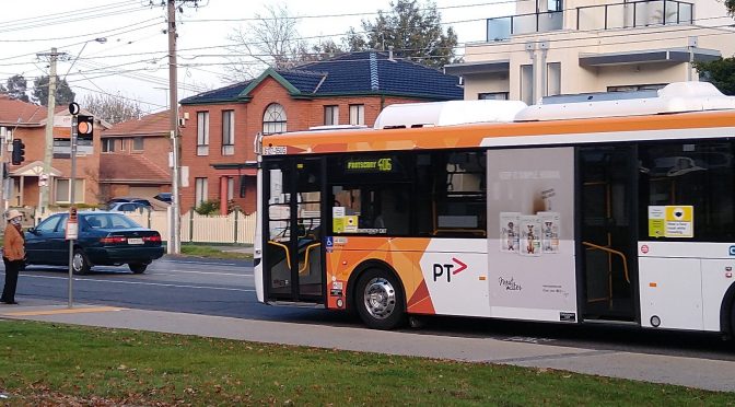 Bus arriving at stop