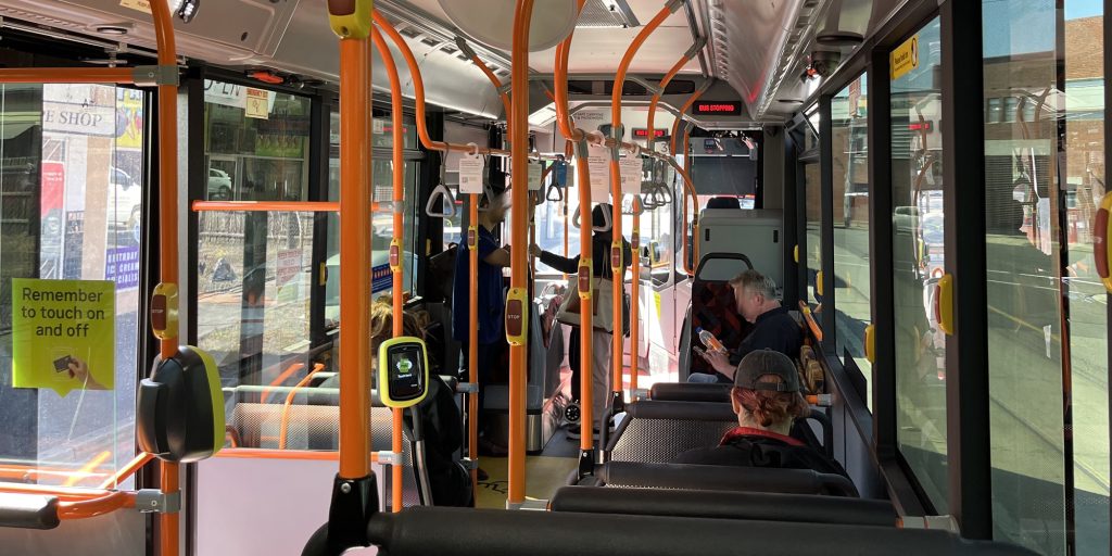 Passengers on board a bus