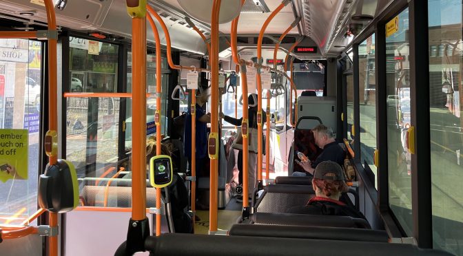 Passengers on board a bus