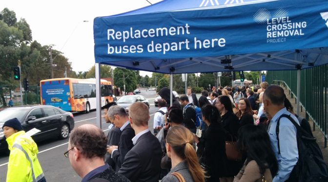 Passengers waiting for replacement buses