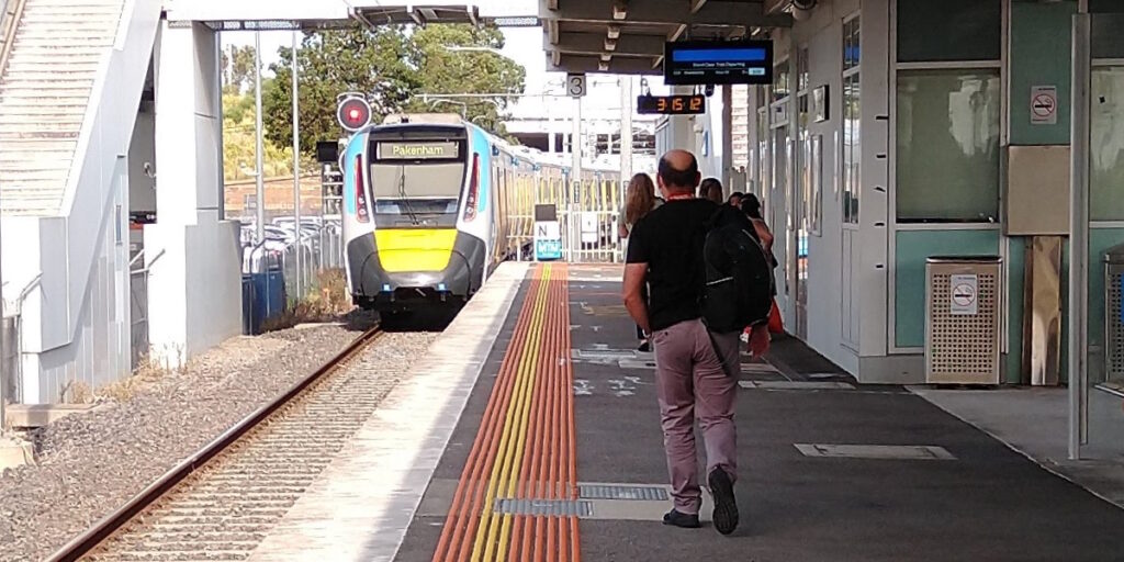 Train departing platform